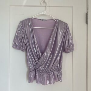 Zara Lilac Metallic Shimmering Blouse